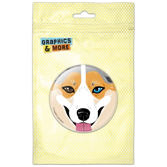 Cardigan Welsh Corgi Face Blue Merle Tri Dog Refrigerator Button Magnet