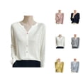 thumbnail image 1 of Cardigan With Colorful Buttons And Pockets Lightweight Knit For Early Fall Seasonal Fashion Cardigan Sweaters for Women, 1 of 2