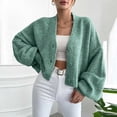 thumbnail image 1 of Cardigan Women Casual Solid Color Button V Neck Long Sleeve Lantern Sleeve Knit Open Front Jacket For A Feminine Cozy Look Spring Jackets For Women, 1 of 8