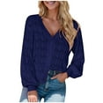thumbnail image 1 of Cardigan Women Crochet Cropped Cardigan V Neck Long Sleeve Button Up Bolero Sweater Light Cardigans Women Navy M, 1 of 1