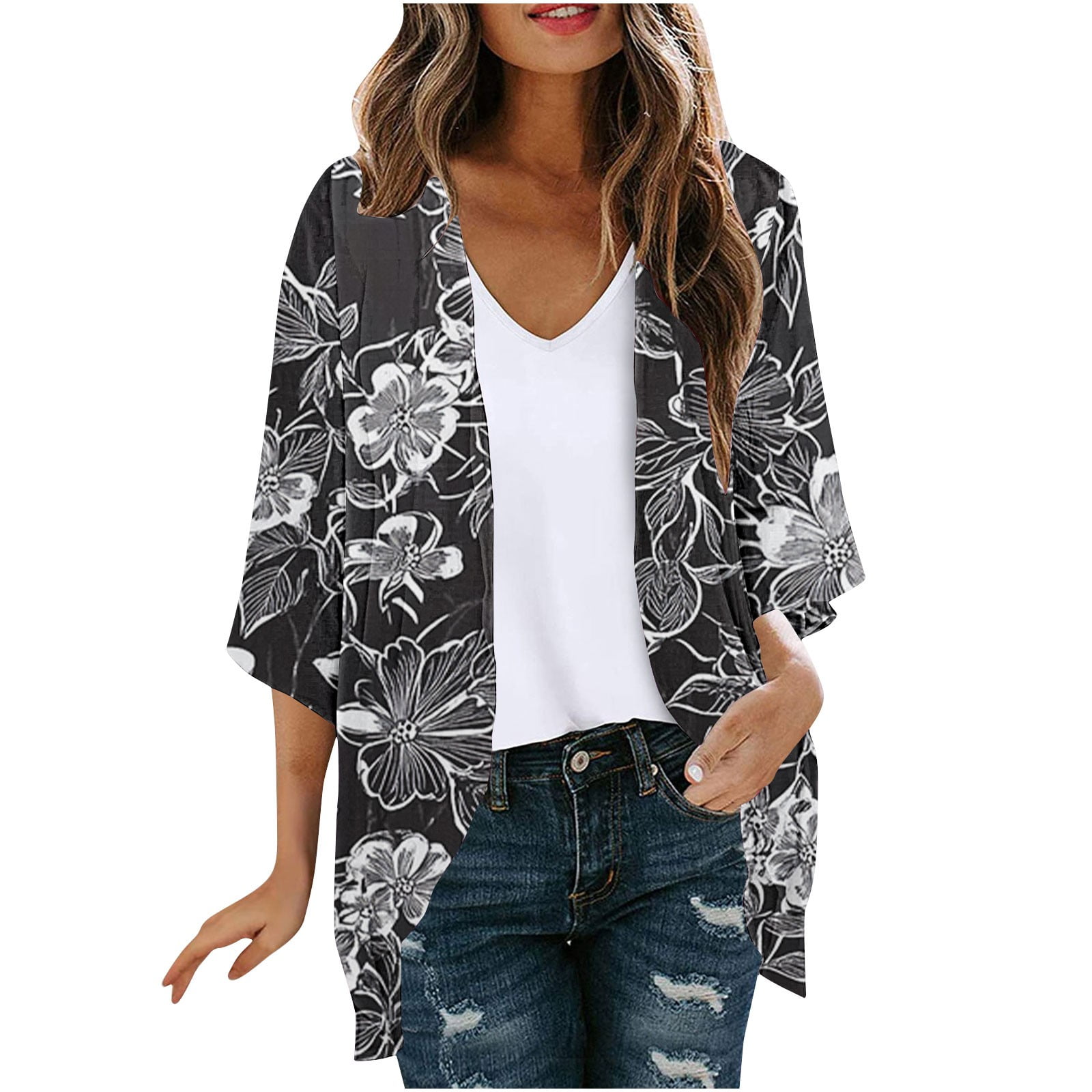 2025 Women's Lightweight Cardigan Kimono Cover Up - Long Sleeve Loose Fit Button Up Jacket For Summer & Beach