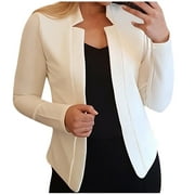 GUZYING Cardigan for Women Fall Jackets for Women Women's Solid Color Casual Trendy Long-sleeved Cardigan Jacket Coat Top Cardigan for Women on Sales Bomber Jacket Women White,L
