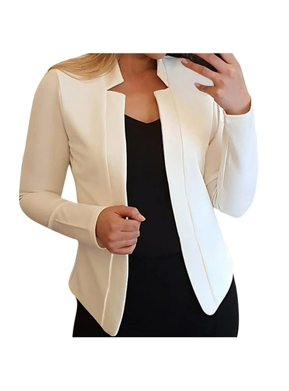 Cardigan for Women Fall Jackets for Women Women's Solid Color Casual Trendy Long-sleeved Cardigan Jacket Coat Top Cardigan for Women on Sales Bomber Jacket Women White,L