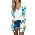 thumbnail image 1 of Cardigan for Women Fashion Long Sleeve Summer Cardigan for Women Softy Life Jacket for Adults Floral Printing Lightwight Trendy Top Coat with Pocket（Blue,M）, 1 of 4