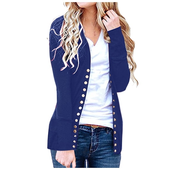 Cardigan Women Long Sleeve Open Front Button Down Basic Soft Outwear Light Weight Cardigan