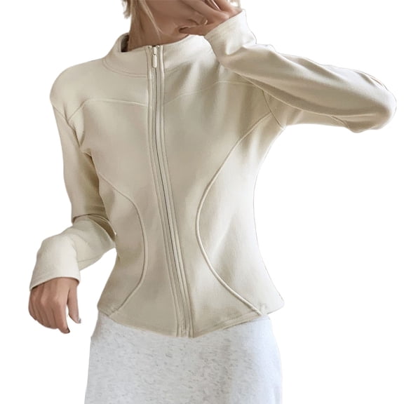 Cardigan Women Stand Collar Zipper Front Athletic Slim Fit Hem Pullover For And Light Weight Cardigan