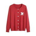 thumbnail image 1 of Cardigan Women Sweaters Towels Embroidered Contrasting Knitted Loose Sweater Work Cardians, 1 of 3