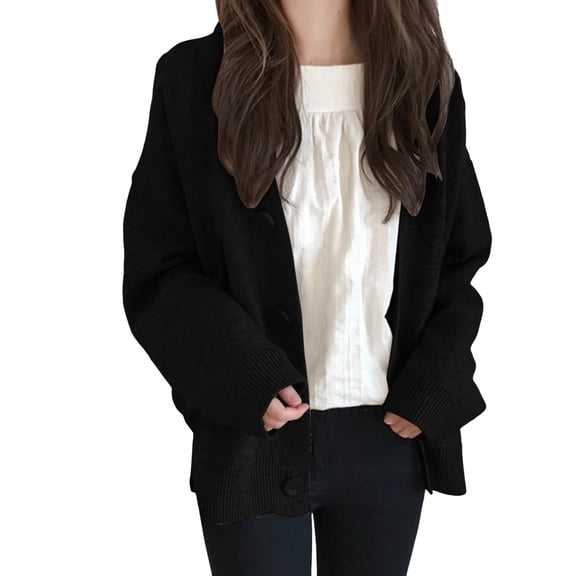 Cardigan Women Sweaters d Open Front Button V Neck Knit Work Cardians