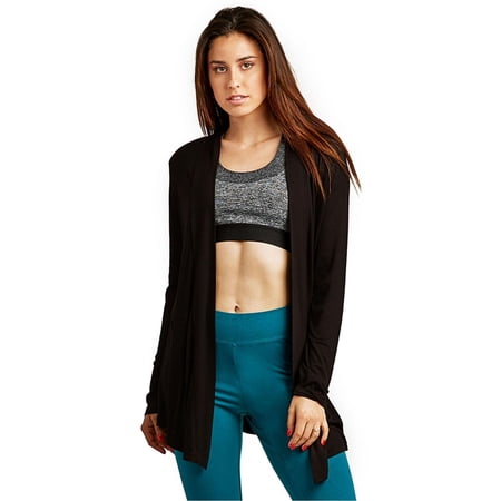 Cardigan - Womens Classic Chic Rayon Fabric Cardigan Sweater for Layering All Season Open Drape Cute Comfortable, Plus, Black, Size: Medium, Sofra