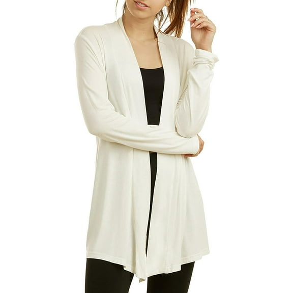 Cardigan - Womens Classic Chic Rayon Fabric Cardigan Sweater for Layering All Season Open Drape Cute Comfortable, Plus, Ivory, Size: Small, Sofra