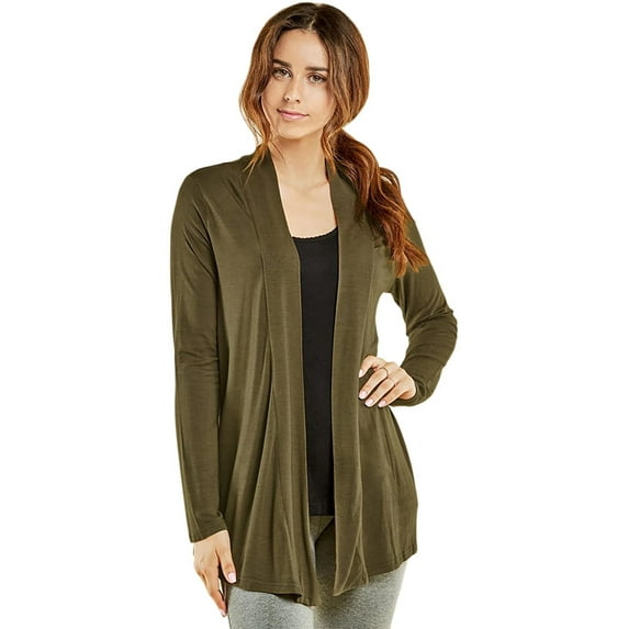 Cardigan - Womens Classic Chic Rayon Fabric Cardigan Sweater for Layering All Season Open Drape Cute Comfortable, Plus, Olive, Size: Small, Sofra