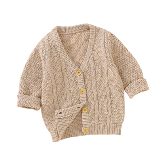 Cardigan for Girls Cute New Toddler Baby Girl Knitted Sweater Button down Cardigan Casual Outerwear Jacket Fall Winter Clothes Khaki 3 Months
