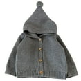 thumbnail image 1 of Cardigan for Girls School Uniform Knit Hoodie Cardigan with Wooden Buttons – Soft Ribbed Texture, Cozy Fit, Button-Down Front Grey Jackets For Girls, 1 of 6