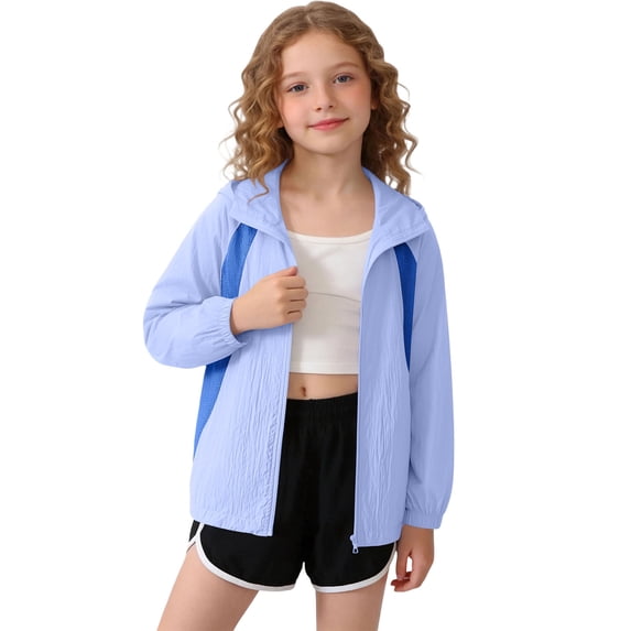 Cardigan for Girls Summer Kids Sun Protection Jacket Mesh Patchwork Zip ...
