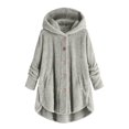 thumbnail image 1 of Cardigan for Toddler Girls New Fuzzy Fleece Jacket for Girls Lightweight Cozy Button Hooded Shirts Kids Winter Causal Plus Size Coats Gray 120, 1 of 8