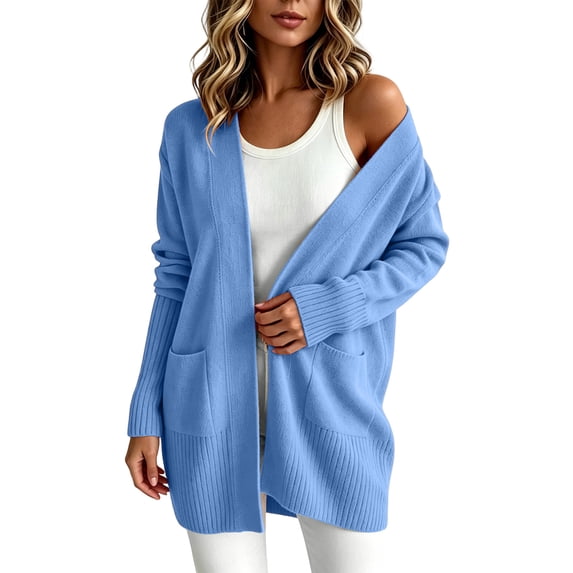 Cardigan for Women 2026 Plus Size Knit Sweater Casual Open Front Long Sleeve Cardigans Jacket Comfortable Everyday Outerwear with Pockets