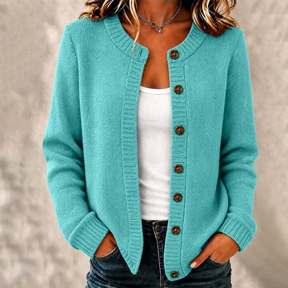 Cardigan for Women Button up Open Front Cardigan Fall Knit Sweaters Long Sleeve Plus Size Tops Fashion Clothing