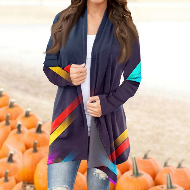 Cardigan for Women Casual Print Jacket Drop Shoulder Oversized Fashion