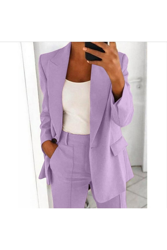 Cardigan for Women,Coats for Women, Solid Long Sleeve Cardigan Coat Pockets Long Pants Suit,Cardigans for Women