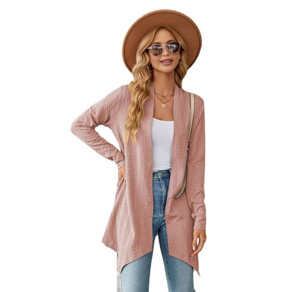 Cardigan for Women Dressy Casual Long Sleeve Open Front Cardigan Sweaters Pink S