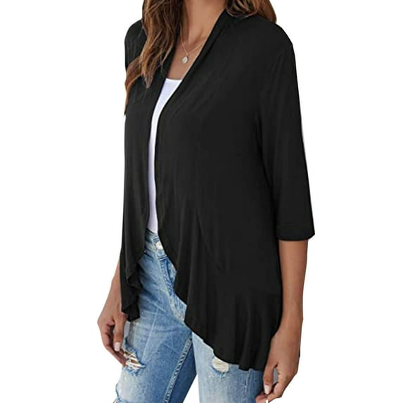 Cardigan for Women Solid Color Kimono Cardigans Ruffles Edge Summer Cardigan Alsol Lamesa