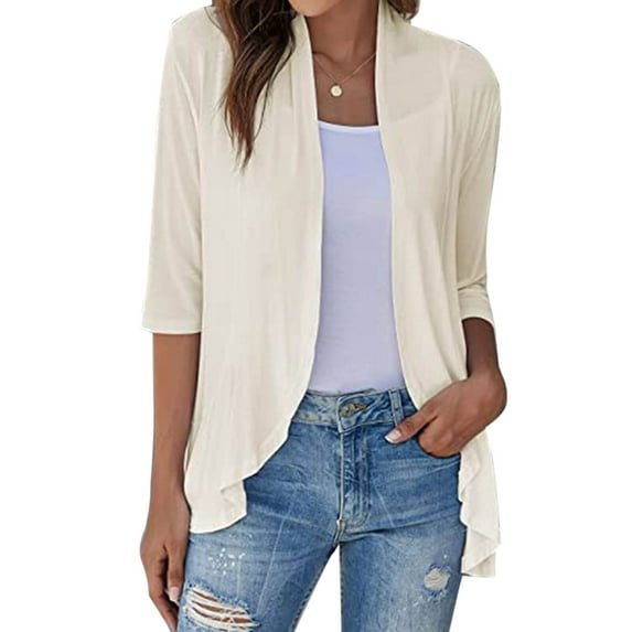 Cardigan for Women Solid Color Kimono Cardigans Ruffles Edge Summer Cardigan Alsol Lamesa