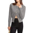 thumbnail image 1 of Cardigan for Women Spring Long Sleeve Button Down Work Office Sweaters Cute Winter Jacket Gray M, 1 of 9