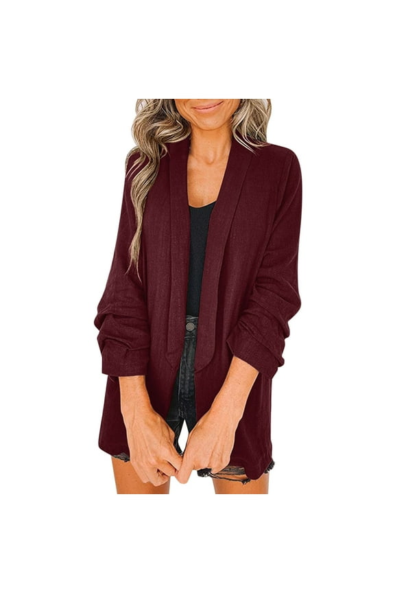 Cardigan for Women Summer Fashion Solid Color Open Front Long Elastic Sleeves Suit Loose Blazers Outerwear Coat Sweaters Tops