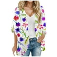 thumbnail image 1 of Cardigan for Women Summer Floral Printed Puff Sleeve Chiffon Kimono Loose Cover Up Casual Blouse Tops Cardigan Sweaters for Women, 1 of 6