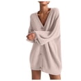 thumbnail image 1 of Cardigan for Women Trendy New Women Cardigan Sweaters Fall Oversized Button down Tops Coat Open Front Knit Cardigans Winter Outerwear Khaki S, 1 of 9
