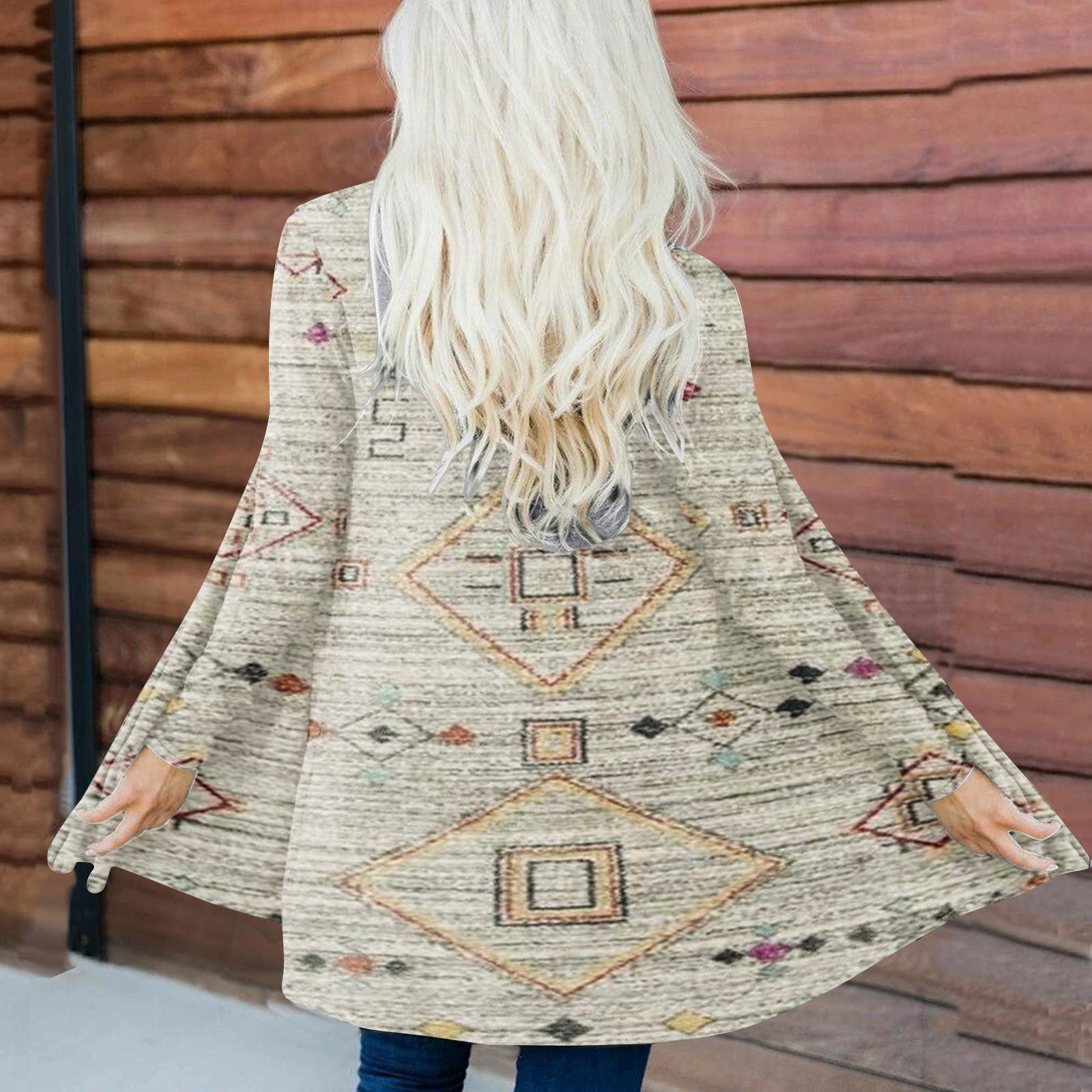 Cardigan for Women Western Ethnic Print Retro Casual Aztec Print Long