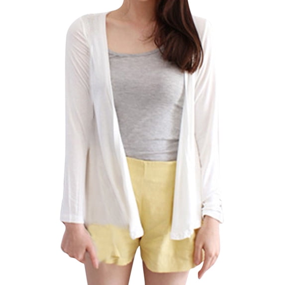 Cardigan for Women Winter Fall Fashion Pure Color Shirt Long Sleeve Leisure Thin Coat Tops