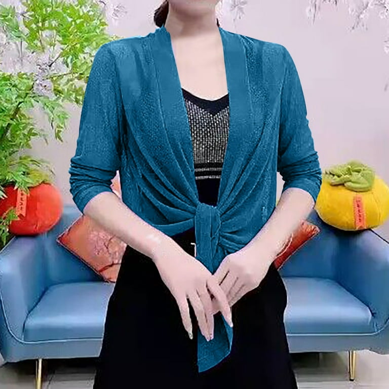 Cardigan for Women s Plus Size Dressy Soft Chiffon Solid Color Open Front Sheer Long Sleeved Cardigans for Evening Dress Party Beach on Clearance Walmart