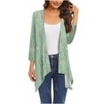 thumbnail image 1 of Cardigan for Women's Plus Size Summer Casual 3/4Sleeve Fashion Comfortable Pockets Printing Cardigan Top Blouse Party Up to 65% off, 1 of 5