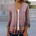 thumbnail image 1 of Cardigan for Women's Plus Size Summer Casual 3/4Sleeve T-Shirt Open Front Cardigan Outerwear Printing Blouse Coat Tops Party on Clearance, 1 of 5