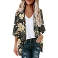 thumbnail image 1 of Cardigan for Women's Plus Size Summer Dressy Floral Print Puff Sleeve Cardigan Loose Chiffon Cover Up Blouse Trendy Tops Party on Clearance, 1 of 3
