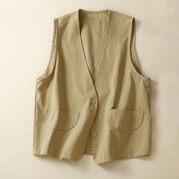 Cardigan for women's Denim Cotton Linen Vest Waistcoat Trend Casual Denim Sleeveless Vest Cardigan Cardigans for Women