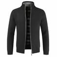 thumbnail image 1 of Cardigan sweater thickened warm sweater men's zipper sweater-black-M, 1 of 5
