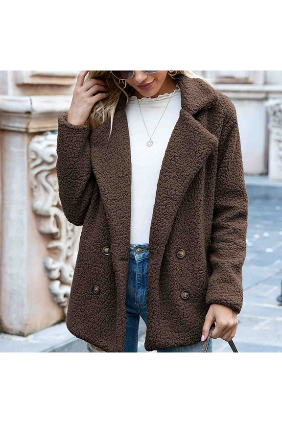 Cardigans Fleece Jacket Women Plus Size Fuzzy Sherpa Winter Coats Long Sleeve Lapel Buttons Open Front Sweaters Teddy Bear Coats Thermal Fashion Fall Clothes Trendy Casual Streetwear, S-5XL