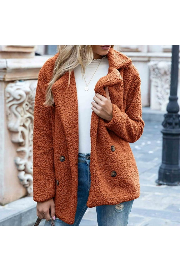 Cardigans Fleece Jacket Women Plus Size Fuzzy Sherpa Winter Coats Long Sleeve Lapel Buttons Open Front Sweaters Teddy Bear Coats Thermal Fashion Fall Clothes Trendy Casual Streetwear, S-5XL