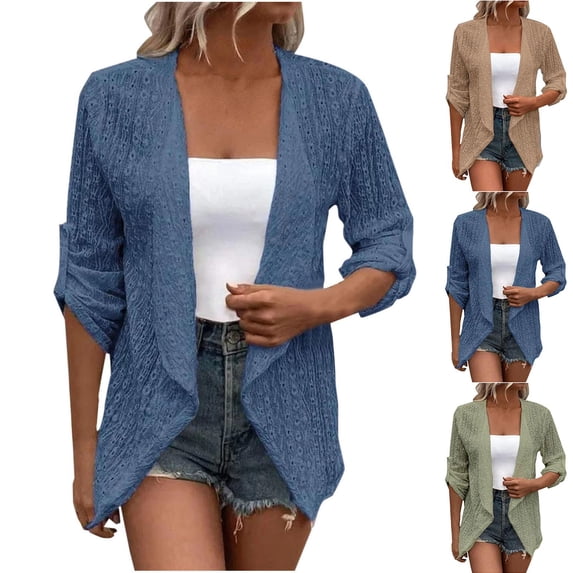 Cardigans For Women Lightweight Fashion Solid Color Casual Oversize Fall/Winter Long Sleeve Cardigan Sweater (Available in Plus Size)