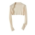 thumbnail image 1 of Cardigans for Women Trendy Cropped Sunscreen Bolero Cover Up Air Conditioned Long Sleeve Solid Short Shawl Casual Shrugs for Women Beige XXL, 1 of 4