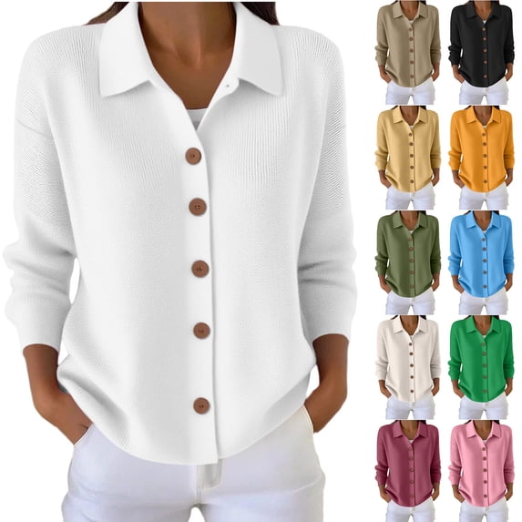 Cardigans Loose Knit Outwear Fashion Women's Solid Casual Blouses Ladies Tops Button Cardigan Hooded Sweater Coats Army Green S