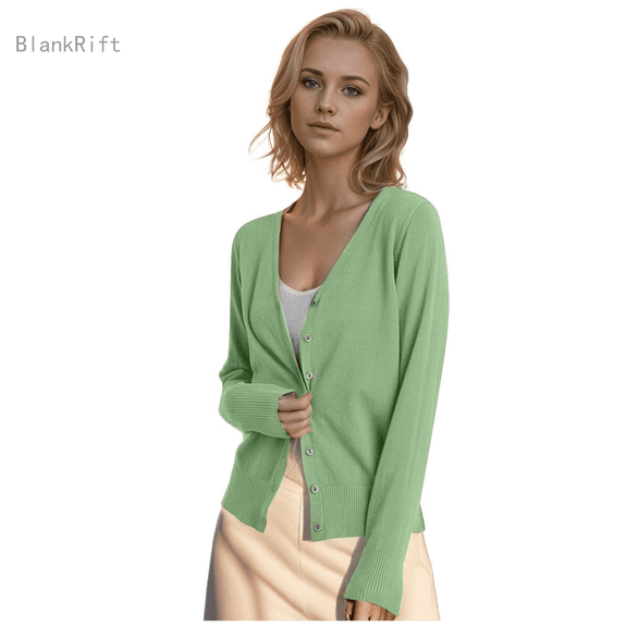 Cardigans Sweaters Womens Button Down Open Front Long Sleeve Solid Color Sweaters Relaxed Fit Fall Sweaters for Women Mint Green L