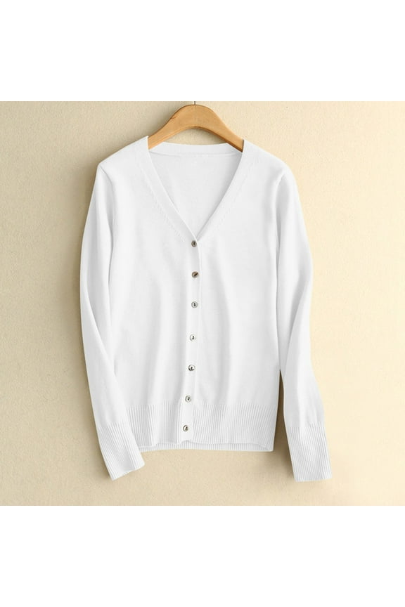Cardigans Sweaters for Women Trendy Button Up V Neck Long Sleeve Cardigan Ladies Casual Solid Lightweight Soft Open Front Sweater Coats