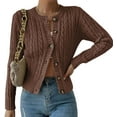 thumbnail image 1 of Cardigans Sweaters for Women Fall Fashion Cable Knit Sweater Crew Neck Button Down Winter Chunky Sweaters Short Sweater Outerwear Coats Alsol Lamesa, 1 of 6
