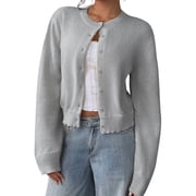 Cardigans Sweaters for Women Fall Fashion Lightweight Outfits Crewneck Button Down Trendy Jacket Sweaters Cardigan Alsol Lamesa