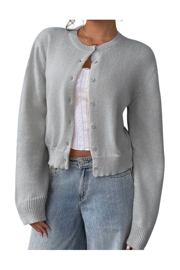 Cardigans Sweaters for Women Fall Fashion Lightweight Outfits Crewneck Button Down Trendy Jacket Sweaters Cardigan Alsol Lamesa