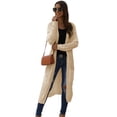 thumbnail image 1 of Cardigans Sweaters for Women Long Sleeves Open Front Soft Loose Solid Color Casual Knitted with Pockets,Beige,X-Large, 1 of 5