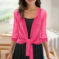 thumbnail image 1 of Cardigans for Women 3/4 Sleeve Open Front Cardigan Casual Lace Tops Loose Beach Swimsuit Coverup Casual Duster Lightweight Cardigans Beach Vacation Wear Hot Pink XXL, 1 of 6
